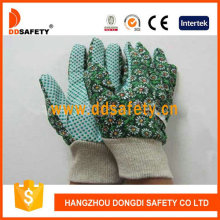 Flower Design Women′s Garden Gloves with Green Dots on Palm Dgb206