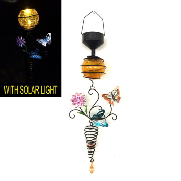 Metal Butterfly W. Glass Ball Solar Light Garden Craft