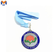 Medalhas de esportes de prata de esmalte de flor personalizados