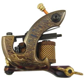 Iron Pedestal Damascus Steel Tattoo Machines