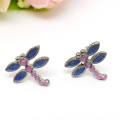 Guangzhou Venda Por Atacado Custom Alloy Esmalte Dragonfly Stud Earring Jóias