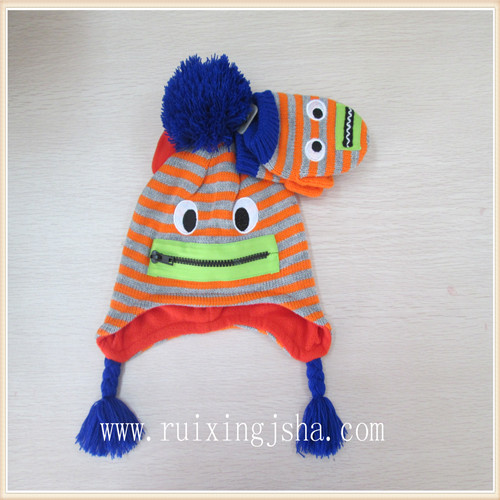 Cartoon Knitted Hat and Gloves Set