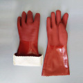 Resina PVC roja Acabado liso Guantes protectores 40cm