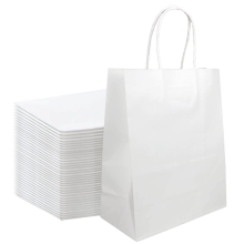 Белый объемный крафт -бумажный пакет с ручками