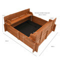 Children's outdoor kids wooden sandbox two bench seats