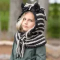 Cape shawl cap children cartoon rabbit ears handmade wool baby winter warm hat