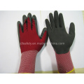 Gants de travail en Nylon 18g avec Latex Sandy noir revêtement (L3016)