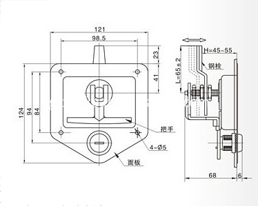 Flush Mount Recessed lock GL-12122