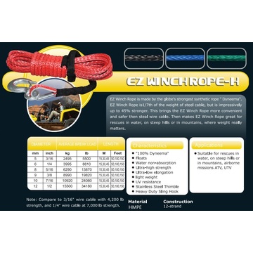 3/8"х 150' Эз лебедки Канат-H для спасения воды/ATV и utv на/восхождение/воздушно-десантные операции