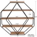 Large Octagon Shaped Floating Wood Book Wall Shelves