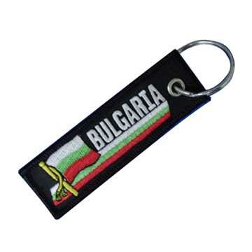 Custom Brilliant Twill Embroidered Keyring Tag