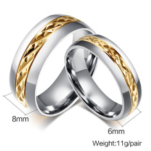 titanium steel plating gold couple ring