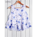 Guang Zhou Factory Chiffon Floral Plus Size Tank Top