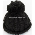 Solid color big bobble knit winter hat patterns