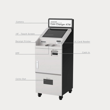 Lobby ATM for Banknote to Coin Exchange with Card Reader and Coin Dispenser