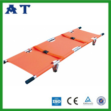 Double fold pole stretcher with wheels