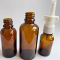 Amber glass bottles with plastic nasal spray bottle