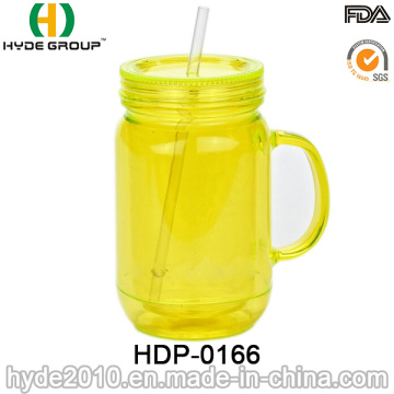 Personalizado de 16 onças caneca de cerveja plástico livre de BPA com o punho (HDP-0166)