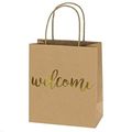 Golden foil shopping bags white kraft color paper