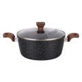 Granite coated wooden handle pans and pots