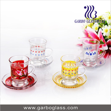 Glasgeschirr Farbe Glas Kaffeetasse und Untertasse Set