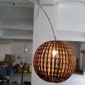 Estilo chinês Bronze Rattan Lanterna Peixe Iluminação Luminária de pé