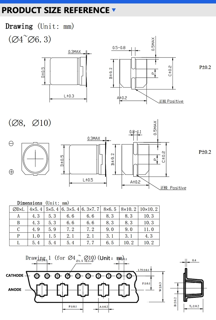 SMD Aluminum capacitor 10uf 50V 5*5.4