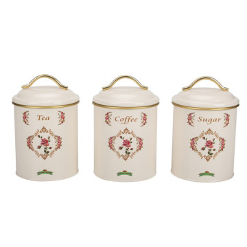 Set of 3 tea sugar coffee canister