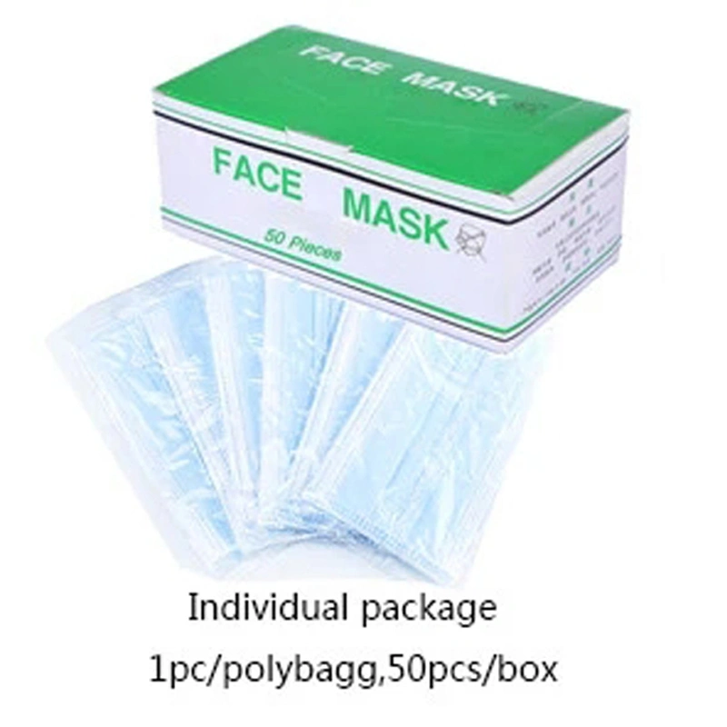 Hospital Doctor Nurse 3 Ply Non 2 Packing Woven Mouth Breathing Nose Face Virus Protective Surgical Medical Dust Disposable Mask