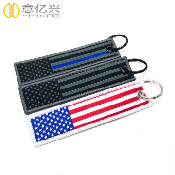 Personalized woven flag keychain key chain ring