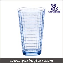12 oz en forma de V Copa de agua de vidrio azul