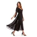 Women Sexy Deep V Neck Chiffon Evening Dress