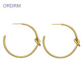 Women Simple love knot Big Gold Hoop Earrings