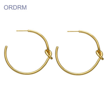 Women Simple love knot Big Gold Hoop Earrings