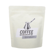 Matte white kraft paper Roasted coffee beans doypack with heat sealable zip lock