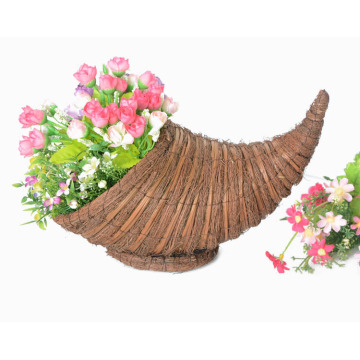 awn and broom leaf weaving cornucopia flower basket