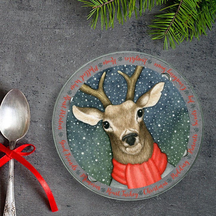 winter-reindeer-round-glass-coaster