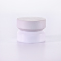 Oblique shoulder white glass jar with wooden lid