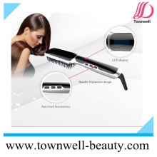 LCD Hair Straightener Brush with Ionic Function