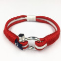 Stainless Steel Shackle Cotton Nylon Cord Bracelet