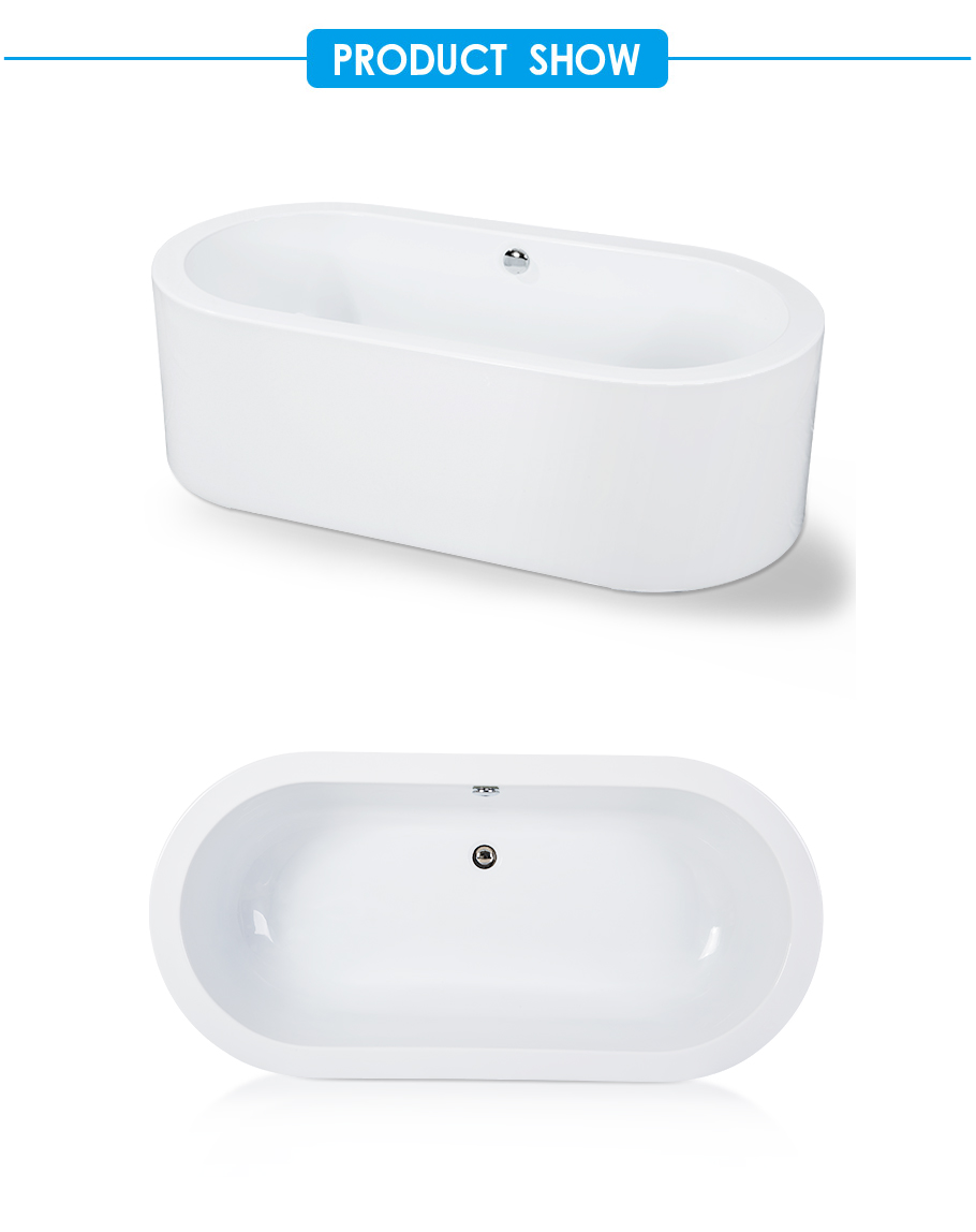 One Piece Oval Freestanding Bathtub in White