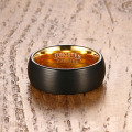 Black and gold tungsten carbide mens wedding rings