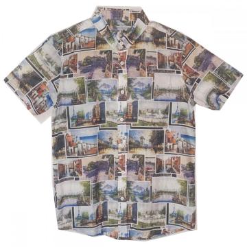 Men Casual Silk Cotton Photo Digital Print Shirt