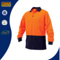 Laranja poliéster Micromesh Olá Vis Workwear Segurança camisa pólo de manga comprida