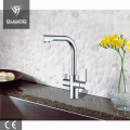 Single hole double handle kitchen faucet with filter