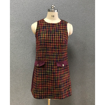 women's sleeve less tweed dress