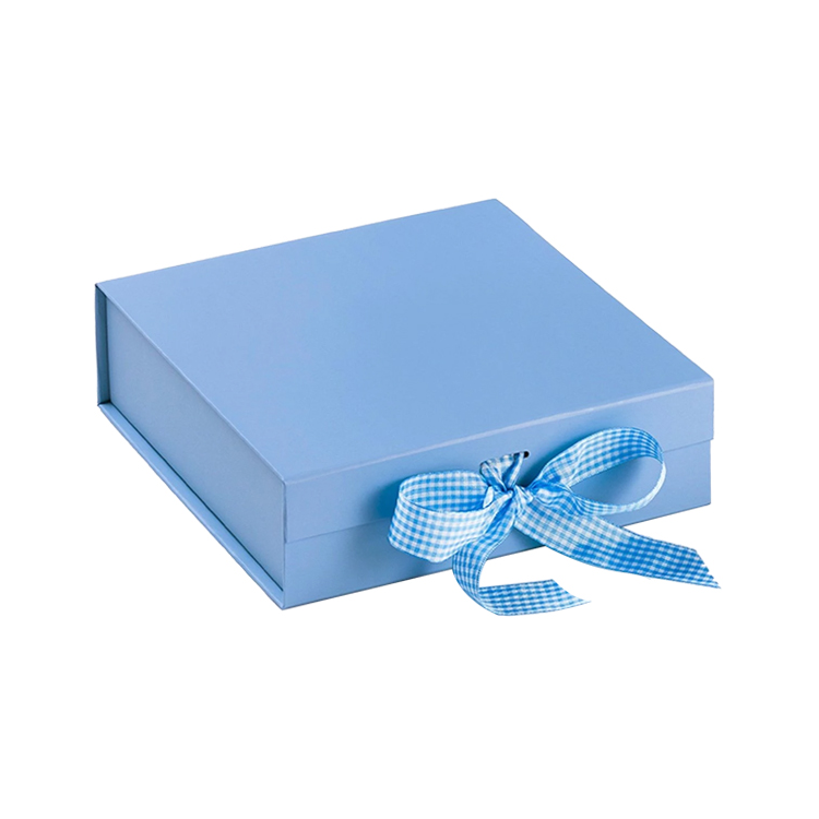 Pale Blue Large Folding Gift Box With Magnetic Closure And Silk Ribbon 6 Png