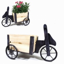 Antike Garten Dekoration Metall Dreirad Holz Wagen Flowerpot Handwerk