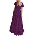 Women's V Neck Floral Lace Maxi Dress