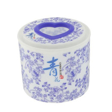 Boîte en tissu ronde en plastique à base de porcelaine bleue et blanche (FF-5005-2)